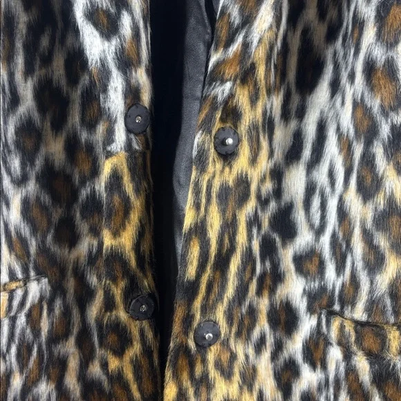 NWOT G by Giuliana  Women Brown Black Leopard Print Faux Fur Tuxedo Coat Size LP - Picture 7 of 16
